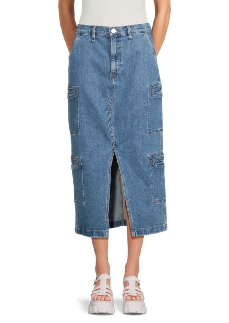 Hudson Jeans Front Slit Midi Denim Skirt