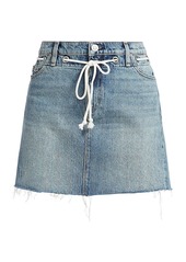 Hudson Jeans Grommet Tie-Waist Denim Mini Skirt