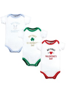 Hudson Jeans Hudson Baby Baby Boys Cotton Bodysuits First Valentine Easter, 3-Pack - Boy first valentine easter