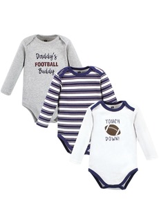 Hudson Jeans Hudson Baby Baby Boys Cotton Long-Sleeve Bodysuits, Football Buddy 3-Pack - Football buddy