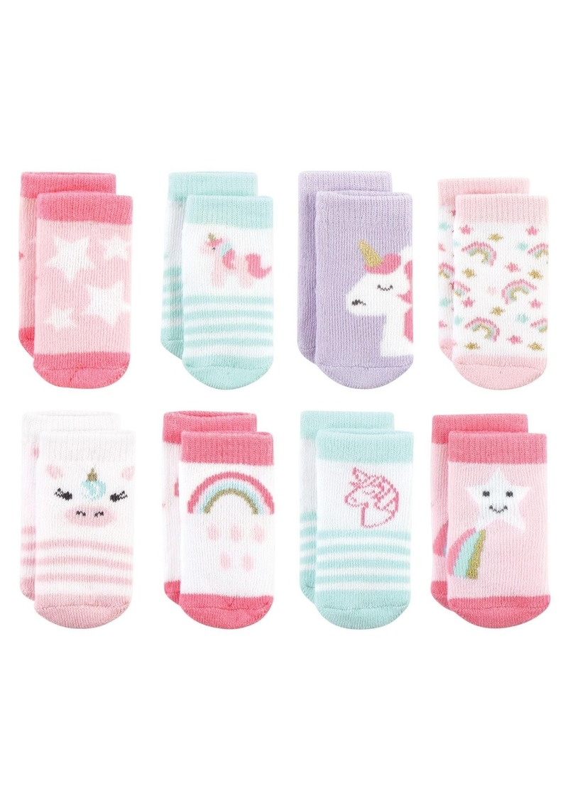 Hudson Jeans Hudson Baby Baby Girls Cotton Rich Newborn and Terry Socks, Unicorn 8-Pack - Unicorn