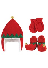 Hudson Jeans Hudson Baby Baby Boys Trapper Hat, Mitten and Bootie Set, Red Elf - Red elf