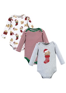 Hudson Jeans Hudson Baby Baby Boys Unisex Baby Cotton Long-Sleeve Bodysuits, Christmas Dog, 3-Pack - Christmas dog