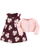 Hudson Jeans Hudson Baby Baby Girls Cotton Dress and Cardigan Set, Burgundy Floral - Burgundy floral