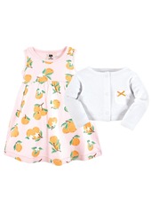Hudson Jeans Hudson Baby Baby Girls Cotton Dress and Cardigan Set, Citrus Orange - Citrus orange