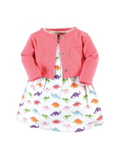 Hudson Jeans Hudson Baby Baby Girls Cotton Dress and Cardigan Set Dinosaurs - Girl dinosaurs