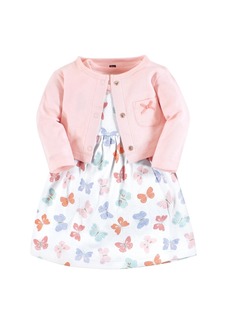 Hudson Jeans Hudson Baby Baby Girls Cotton Dress and Cardigan Set, Pastel Butterfly - Pastel butterfly
