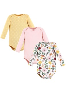 Hudson Jeans Hudson Baby Baby Girls Cotton Long-Sleeve Bodysuits, Fall Botanical 3-Pack - Fall botanical