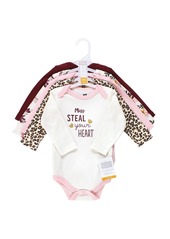 Hudson Jeans Hudson Baby Baby Girls Cotton Long-Sleeve Bodysuits, Steal Your Heart, 5-Pack - Steal your heart
