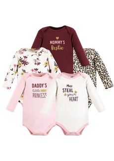 Hudson Jeans Hudson Baby Baby Girls Cotton Long-Sleeve Bodysuits, Steal Your Heart, 5-Pack - Steal your heart