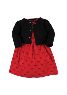 Hudson Jeans Hudson Baby Baby Girls Quilted Cardigan and Dress, Red Black Bows - Red black bows