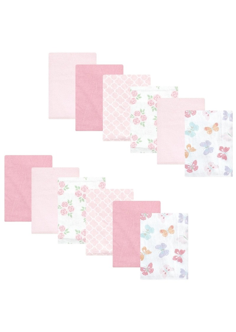 Hudson Jeans Hudson Baby Infant Girl Cotton Flannel Burp Cloths Bundle, Pastel Butterfly, One Size - Pastel butterfly