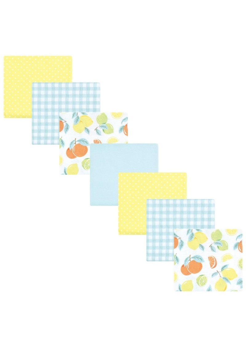 Hudson Jeans Hudson Baby Infant Girl Cotton Poly Flannel Receiving Blankets Bundle, Citrus Mint, One Size - Citrus mint