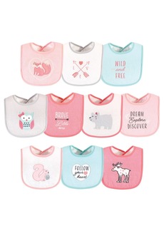 Hudson Jeans Hudson Baby Infant Girl Cotton Terry Drooler Bibs with Fiber Filling, Girl Woodland Set, One Size - Assorted Pre-Pack