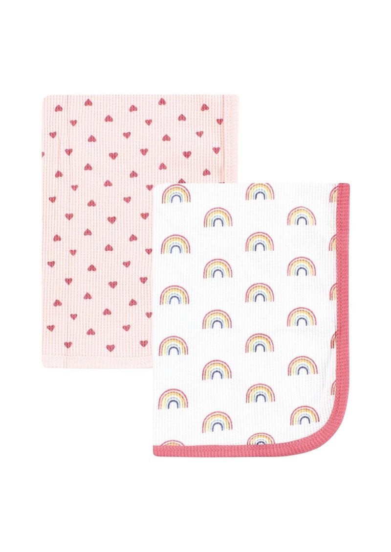 Hudson Jeans Hudson Baby Infant Girl Thermal Receiving Blanket 2pk, Creative Rainbows, One Size - Creative rainbows