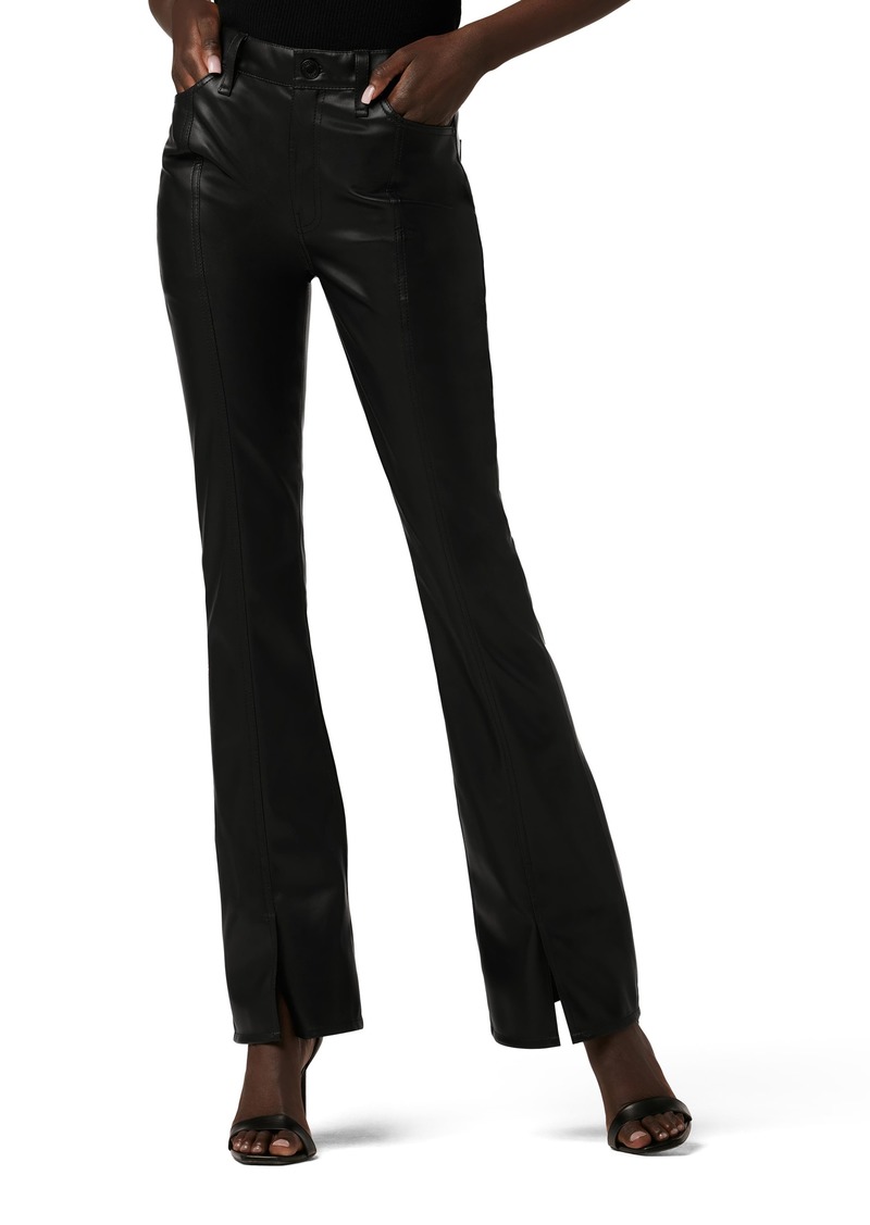 Hudson Jeans Barbara High Waist Slit Hem Bootcut Faux Leather Pants in Black at Nordstrom Rack