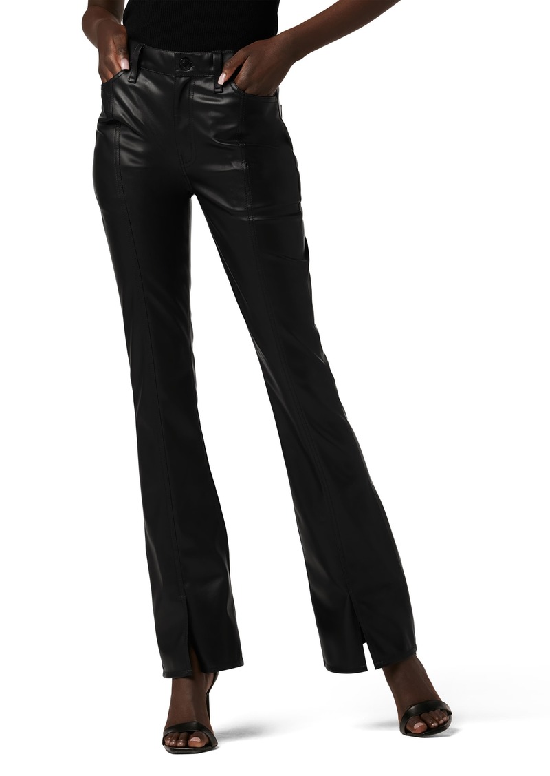 Hudson Jeans Barbara High Waist Slit Hem Bootcut Faux Leather Pants in Black at Nordstrom Rack