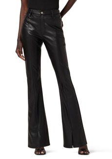 Hudson Jeans Blair Faux Leather High Waist Split Hem Flare Pants in Black at Nordstrom Rack
