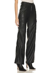 Hudson Jeans High Rise Faux Leather Wide Leg Cargo
