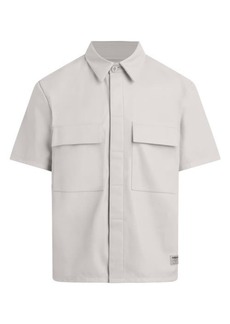 Hudson Jeans Short Sleeve Faux Leather Button-Up Shirt