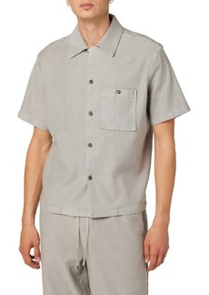 Hudson Jeans Short Sleeve Linen Blend Button-Up Camp Shirt