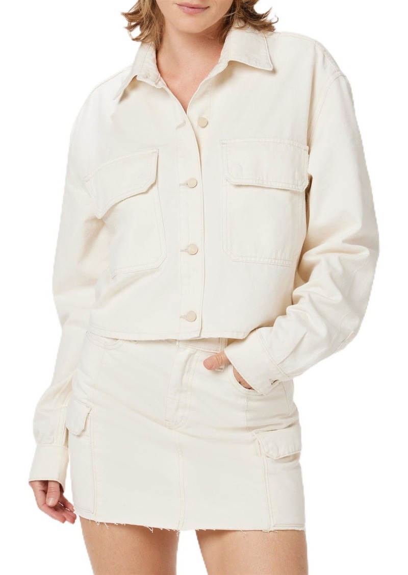 Hudson Jeans Women's Cropped Oversized BTN Down Shirt First EGRET