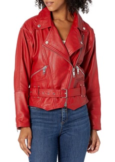 Hudson Jeans Women's Leather Jacket riot/red MD