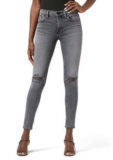 Hudson Jeans Women's Nico Mid Rise Super Skinny Jean Stone Grey DESTRUC