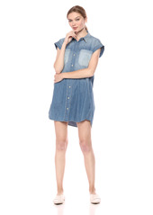 HUDSON Jeans Women's Sleeveless Denim Shirt Dress  LG