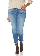 HUDSON Jeans Women's Tally Mid Rise Cropped Skinny Jean deep Aqua Marine/Curved raw Heather