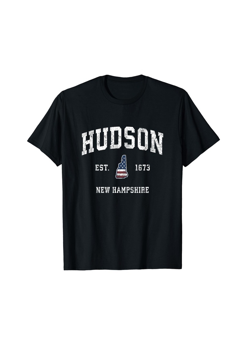 Hudson Jeans Hudson New Hampshire NH Vintage American Flag Sports Design T-Shirt