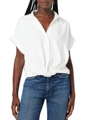 Hudson Jeans HUDSON Women's Knot Front Button Down Short Sleeve Shirt