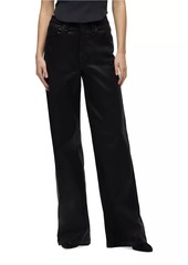 Hudson Jeans Jodie Coated-Denim High-Rise Wide-Leg Jeans