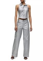 Hudson Jeans Lexi Metallic High-Rise Stretch Wide-Leg Jeans