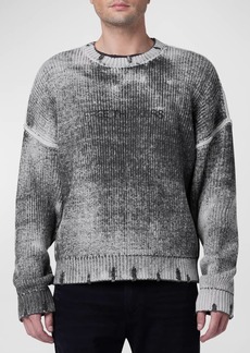 Hudson Jeans Men's Distressed Two-Tobe Rib Sweater