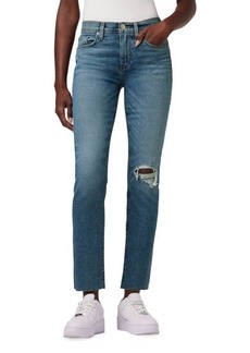 Hudson Jeans Nico Mid-Rise Stretch Distressed Straight-Leg Ankle Jeans