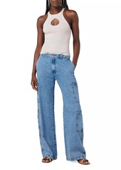 Hudson Jeans Petite High-Rise Cargo Wide-Leg Jeans