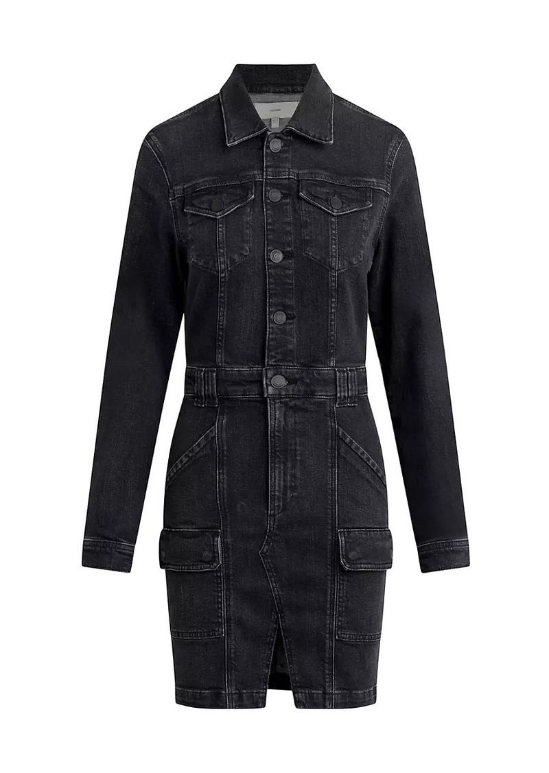 Hudson Jeans Reconstructed Denim Long-Sleeve Minidress