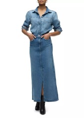 Hudson Jeans Reconstructed Denim Midi-Skirt