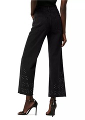 Hudson Jeans Rosie High-Rise Wide Leg Grommeted Fray Ankle Jeans