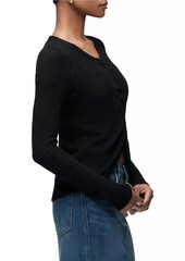 Hudson Jeans Ruched Fine-Knit Long-Sleeve Sweater