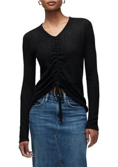 Hudson Jeans Ruched Fine-Knit Long-Sleeve Sweater