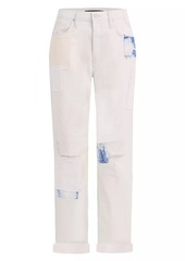 Hudson Jeans Thalia High-Rise Patchwork Stretch Straight-Leg Jeans