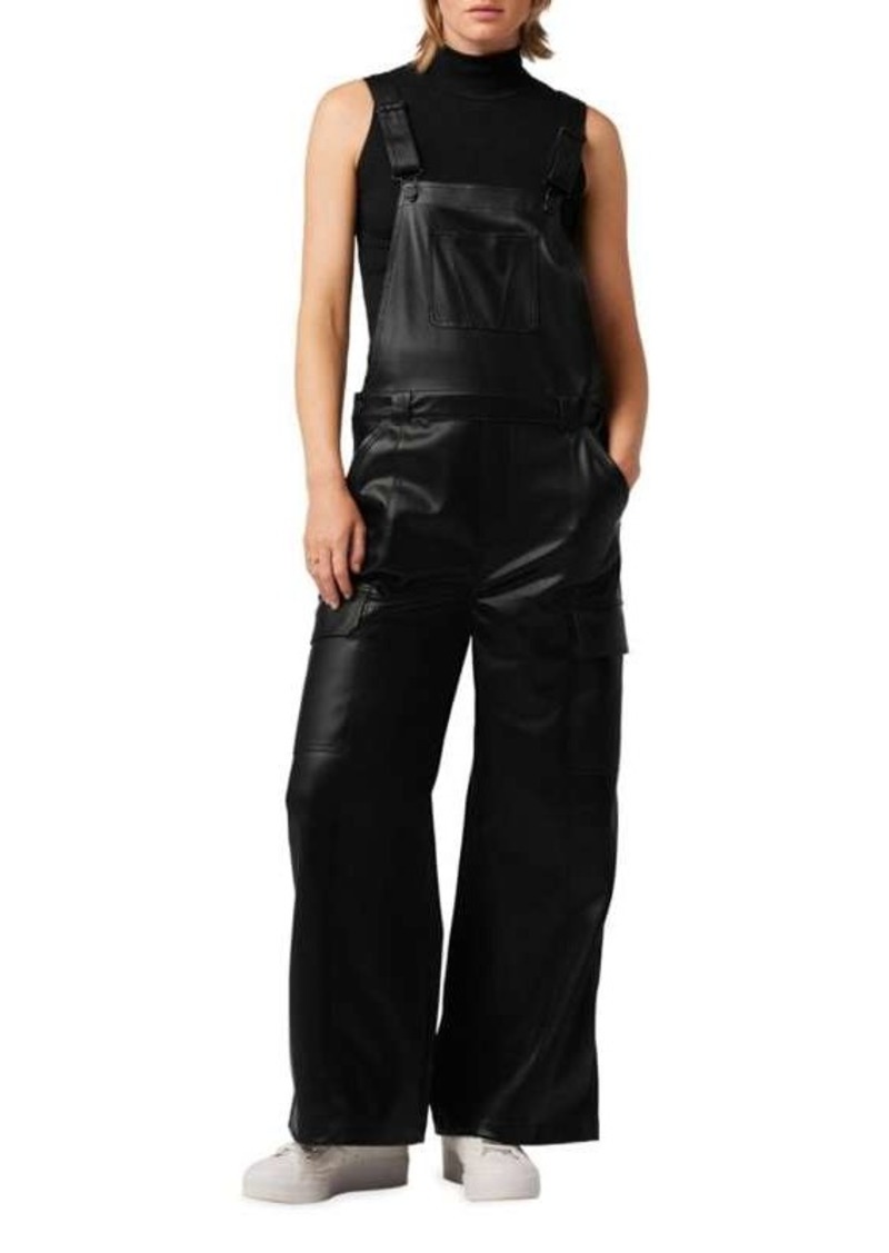 Hudson Jeans Utility Wide Leg Faux Leather Overalls