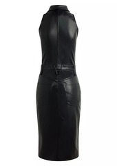 Hudson Jeans Vegan Leather Halter Utility Midi-Dress