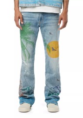 Hudson Jeans Walker Palm Painted Kick Flare Jeans