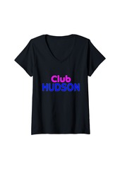 Hudson Jeans Womens Club HUDSON Family Reunion Squad First Last Name V-Neck T-Shirt