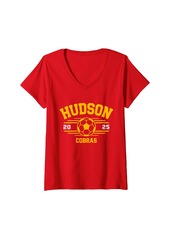 Hudson Jeans Womens Hudson Cobras Soccer Ball 2025 V-Neck T-Shirt