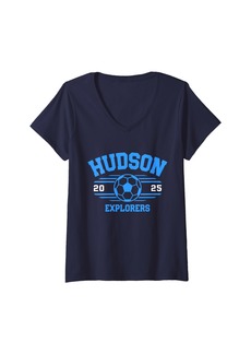 Hudson Jeans Womens Hudson Explorers Soccer Ball 2025 V-Neck T-Shirt