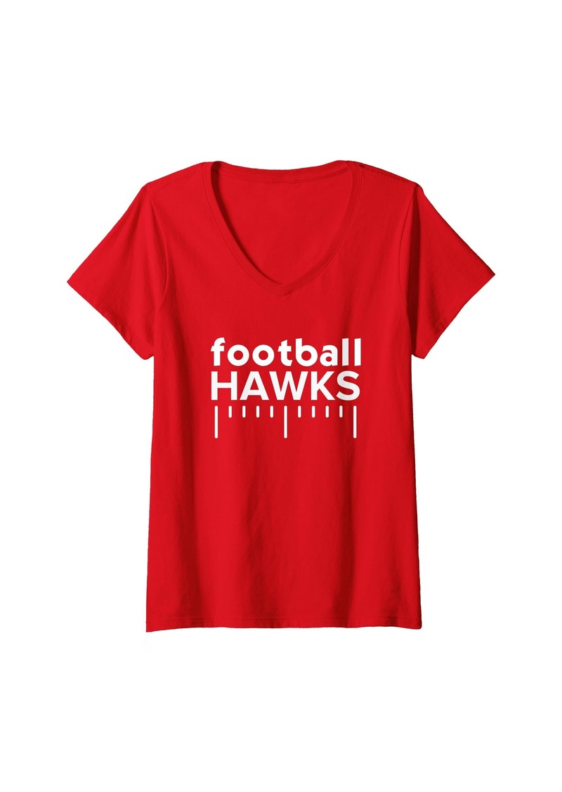 Hudson Jeans Womens Hudson Hawks Football Lines HS V-Neck T-Shirt